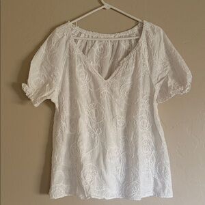 Jones New York White Floral Blouse